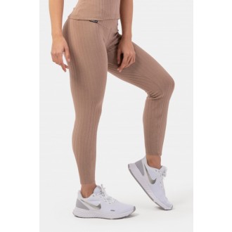 NEBBIA biopamut bordázott magas derékú leggings 405 - Barna