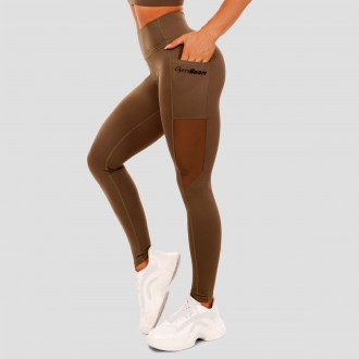 GymBeam Mesh Panel zöld leggings - olive