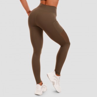 GymBeam Mesh Panel zöld leggings - olive