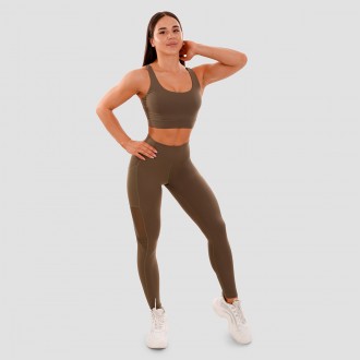 GymBeam Mesh Panel zöld leggings - olive