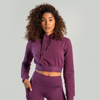 STRIX Essential Cropped lila női kapucnis pulóver  - plum