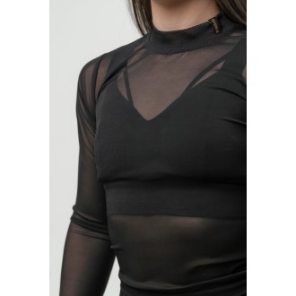 NEBBIA Női hosszú ujjú felső INTENSE Sheer 847 - FEKETE/ARANY