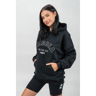 Nebbia Oversize kapucnis pulcsi GYM RAT 256 - FEKETE