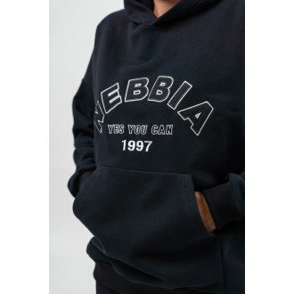 Nebbia Oversize kapucnis pulcsi GYM RAT 256 - FEKETE