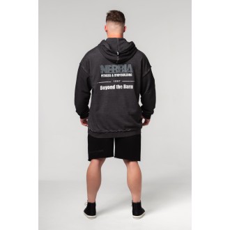 Nebbia Washed-off Zip Up Hoodie GYM BRO 362 - black
