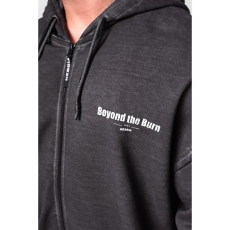 Nebbia Washed-off Zip Up Hoodie GYM BRO 362 - black
