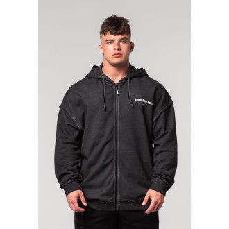 Nebbia Washed-off Zip Up Hoodie GYM BRO 362 - black