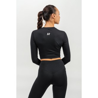 Nebbia Cropped Long Sleeve Top ELEVATED 468 - black
