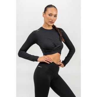 Nebbia Cropped Long Sleeve Top ELEVATED 468 - black