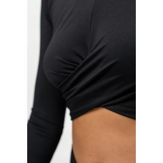 Nebbia Cropped Long Sleeve Top ELEVATED 468 - black