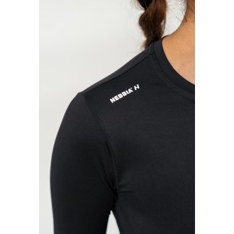Nebbia Cropped Long Sleeve Top ELEVATED 468 - black